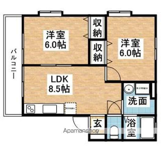 メゾンプリミエールⅠ・Ⅱ(2DK/2階)の間取り写真