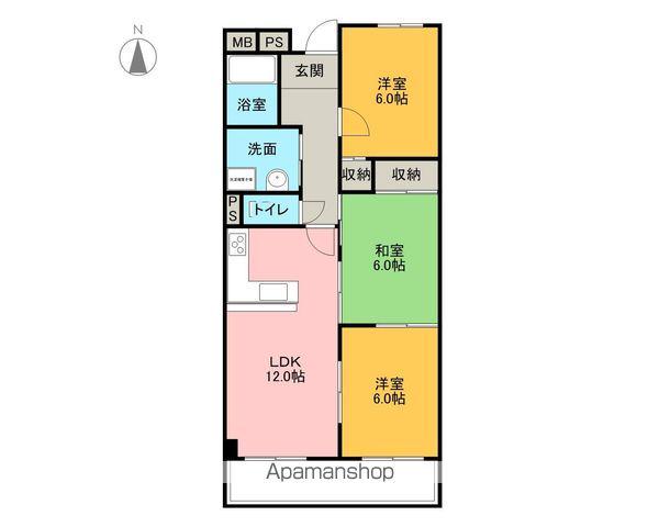 ユートピアタウン北館(3LDK/3階)の間取り写真