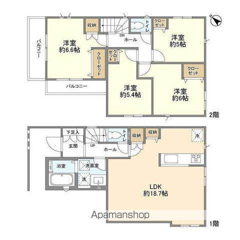 東武鉄道野田線 七里駅 徒歩12分 2階建 築1年(4LDK)の間取り写真