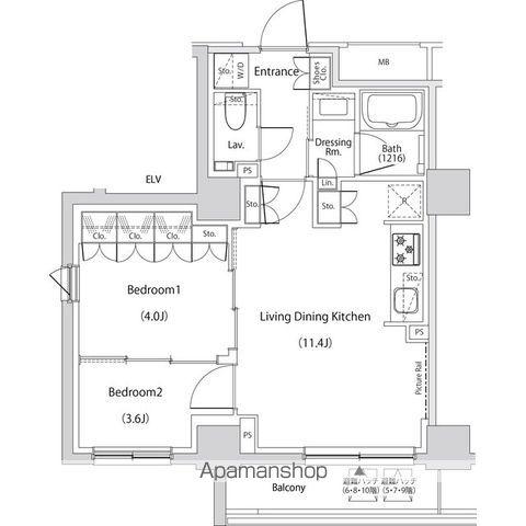 ザ・パークハビオ文京目白台プレイス(2LDK/10階)の間取り写真