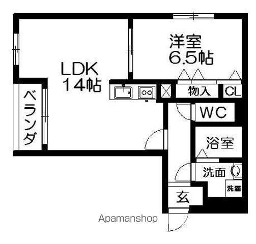 ハートフル光ヶ丘(1LDK/1階)の間取り写真