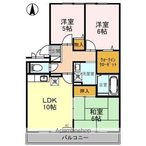 ロビュスト三栄2(3LDK/2階)の間取り写真