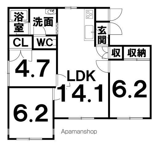 ヴィラヒエイA(3LDK/1階)の間取り写真