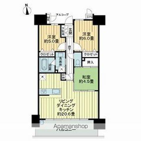 サーパス御宝町(3LDK/8階)の間取り写真
