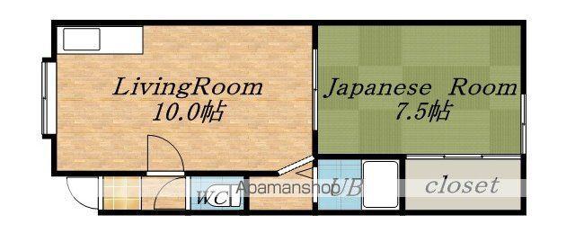 メイプルハイツ(1LDK/2階)の間取り写真