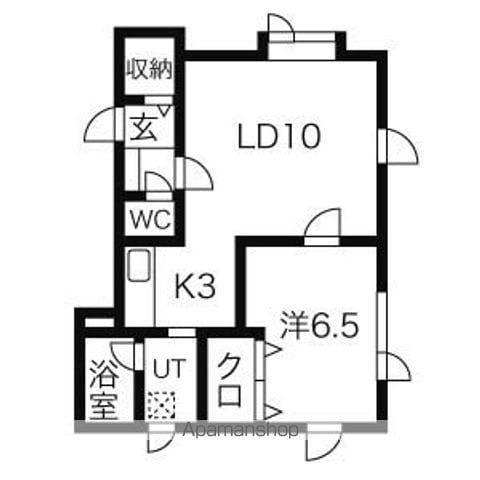 デュオ白菊(1LDK/2階)の間取り写真