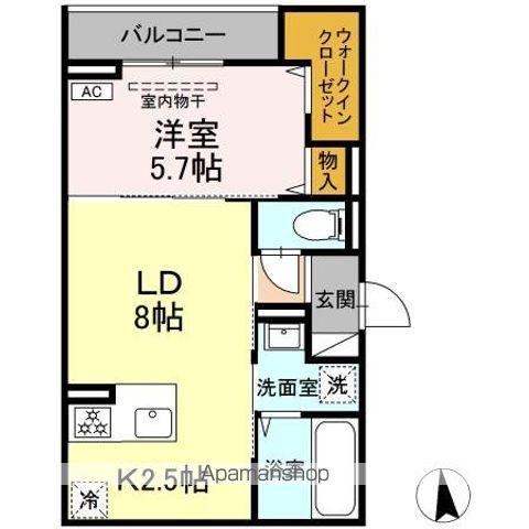 CLASSEUM仙台小田原 D棟(1LDK/2階)の間取り写真