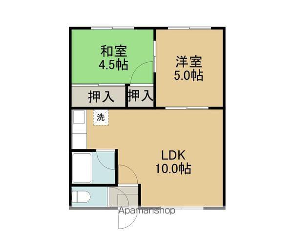 シティハイムB(2LDK/2階)の間取り写真