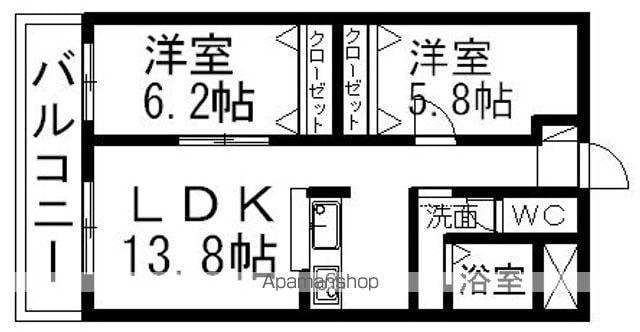 ブライムボォウレジデンスC棟(2LDK/1階)の間取り写真