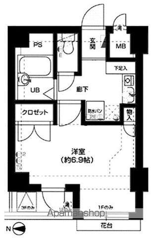 メインステージ江戸川橋2(1K/2階)の間取り写真