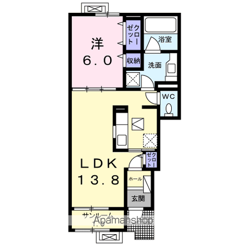 ハルモニアー(1LDK/1階)の間取り写真