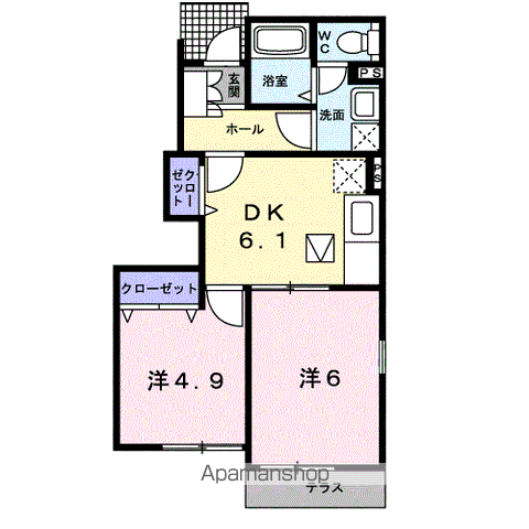 リーブメゾンY.A(2DK/1階)の間取り写真