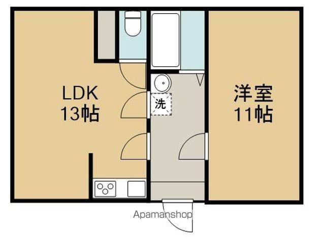 アパートM(1LDK/1階)の間取り写真
