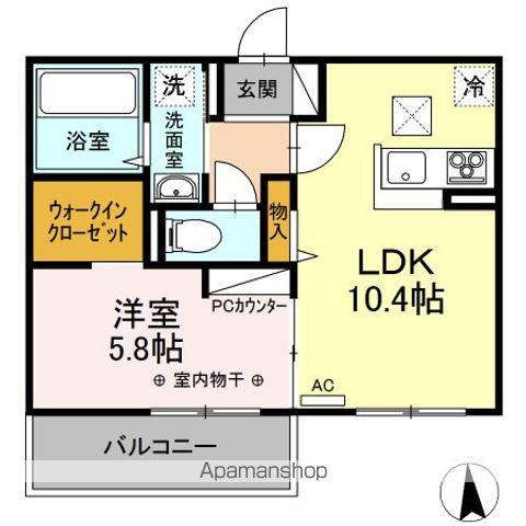 レジェーロ稲葉(1LDK/1階)の間取り写真