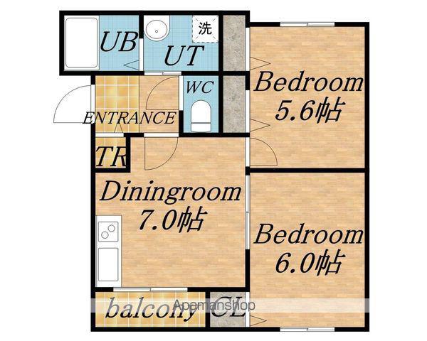 ノース季実の里Ⅵ(2DK/2階)の間取り写真