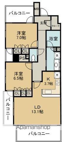 プレミスト静岡(2LDK/14階)の間取り写真