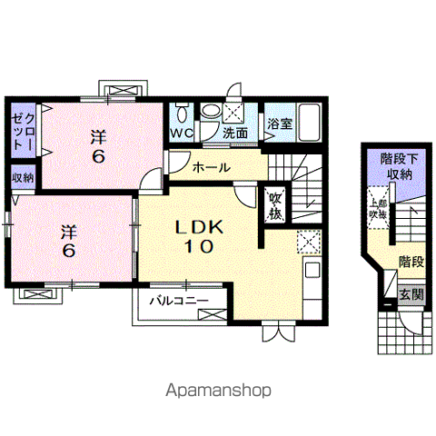 メゾンカルム N(2LDK/2階)の間取り写真