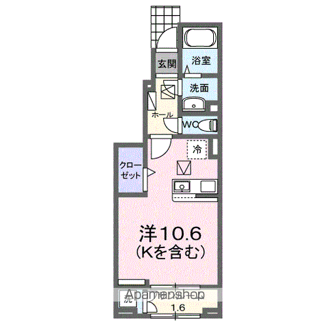 KSスマルトB(ワンルーム/1階)の間取り写真