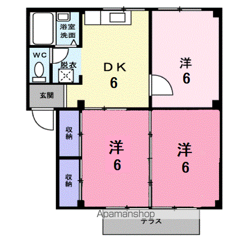 エメラルドハイツ(3DK/1階)の間取り写真
