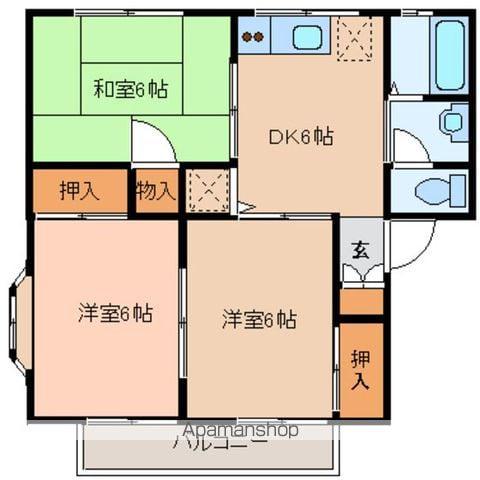 PARCROSETTE6番館(3DK/1階)の間取り写真