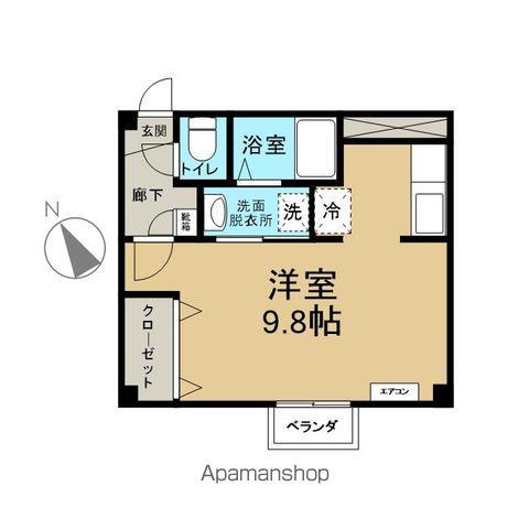 ドミール大野(ワンルーム/2階)の間取り写真