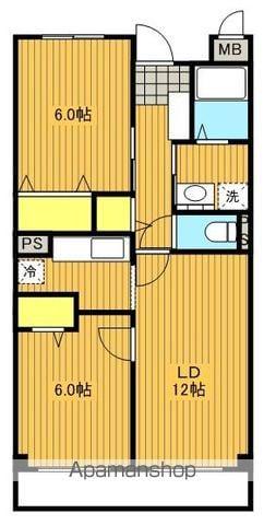 カルフール(2LDK/2階)の間取り写真