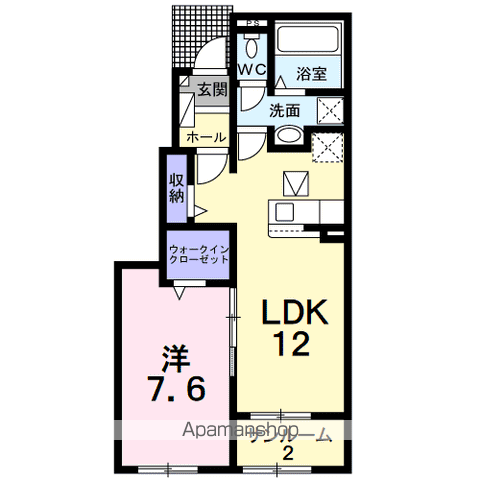 アヴニール ラディユ Ⅲ(1LDK/1階)の間取り写真