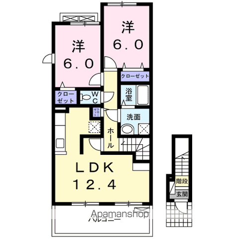ホクレアビレッジ Ⅰ(2LDK/2階)の間取り写真
