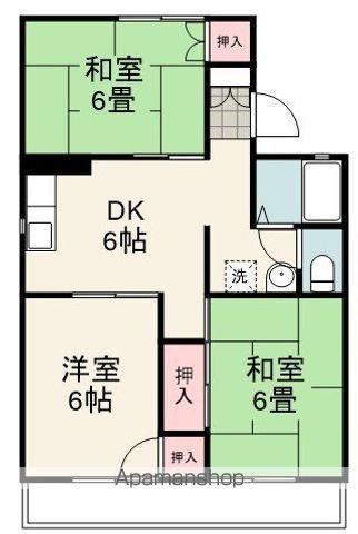 パレーシャル渋川 B棟(3DK/2階)の間取り写真