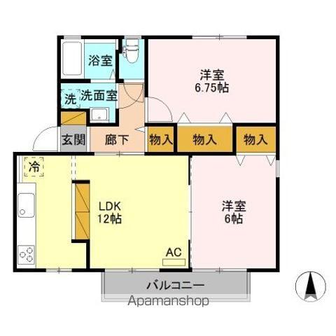 セジュール宮嶋B(2LDK/1階)の間取り写真