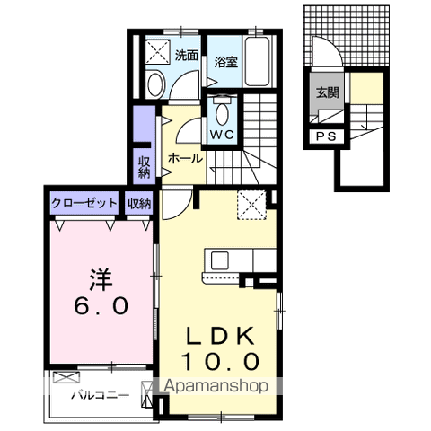 プランドール・Ⅲ(1LDK/2階)の間取り写真