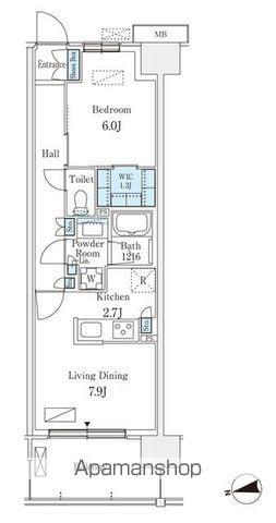 スカイグランデ津田沼(1LDK/2階)の間取り写真