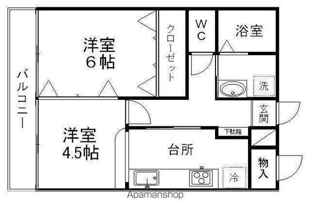 荒巻ハイツA棟(2K/3階)の間取り写真