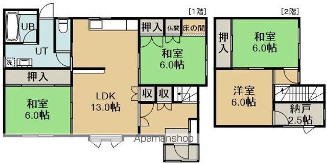 北海道函館市 2階建 築38年(4LDK)の間取り写真