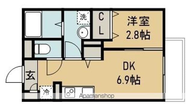 ドミール瞑想の松(1DK/1階)の間取り写真