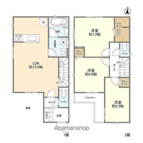 東武鉄道野田線 逆井駅 徒歩10分 2階建 築3年(3LDK)の間取り写真