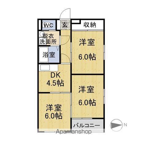 エンゼルハイツ増永(3DK/1階)の間取り写真