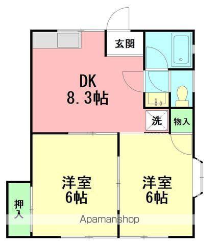 ラ・メール西湘A(2DK/1階)の間取り写真