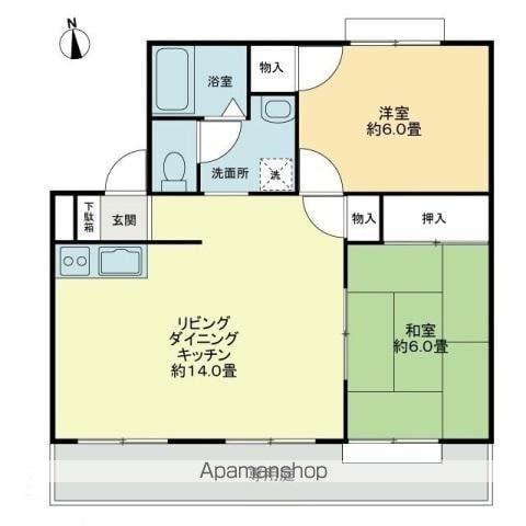 フォブール吉峰 A棟(2LDK/1階)の間取り写真
