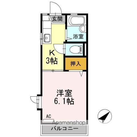メゾンドール(1K/2階)の間取り写真