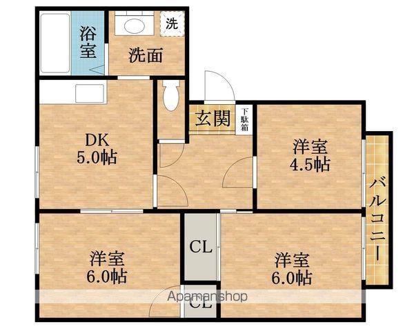 プラザ山村B棟(3DK/2階)の間取り写真