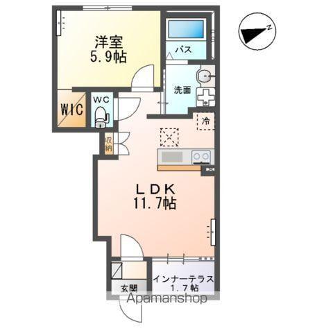 クレストコート(1LDK/1階)の間取り写真