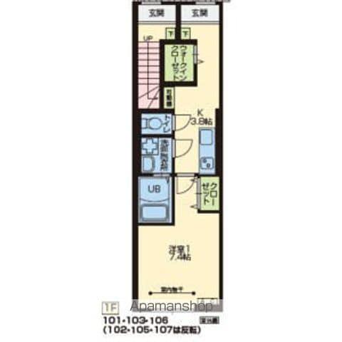 LUSH(1K/1階)の間取り写真