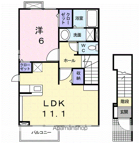エアリーヒル(1LDK/2階)の間取り写真