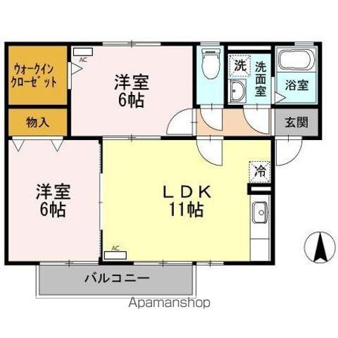 クレールヴィラージュB棟(2LDK/2階)の間取り写真