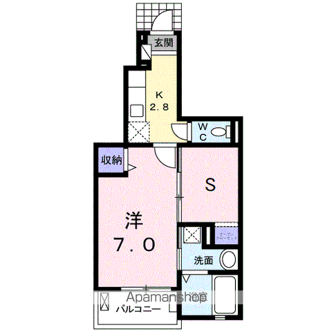 エスポワールⅠ(1K/1階)の間取り写真
