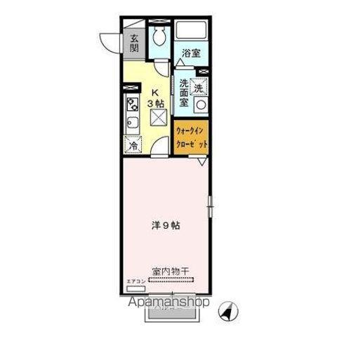 ハピネス(1K/1階)の間取り写真