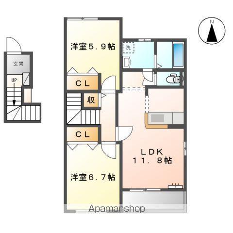 グレース・N1(2LDK/2階)の間取り写真