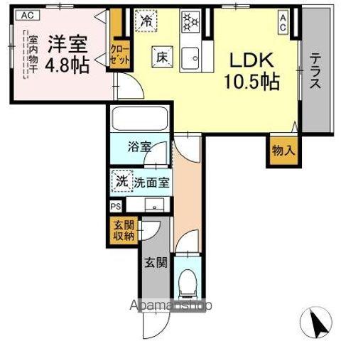 D-ROOM幕張町5丁目PJ(1LDK/1階)の間取り写真