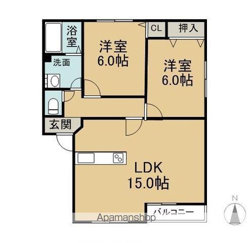 パークメゾン曽根Ⅱ(2LDK/2階)の間取り写真
